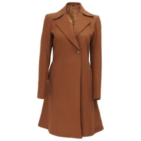 Women's Regular Fit Camel Brown Wool Coat