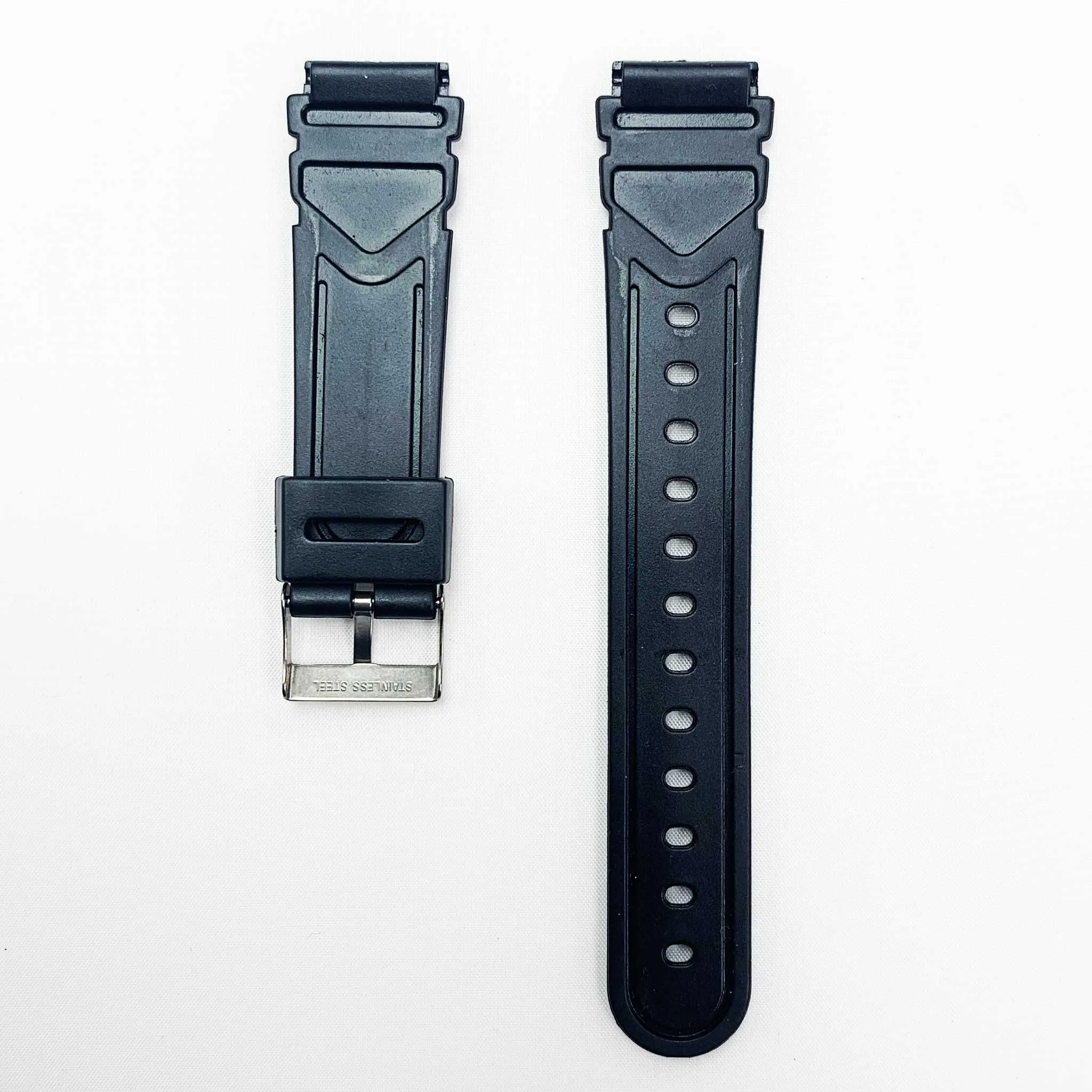 18MM PVC Plastic Watch Band Black Sport WR for Casio Timex Seiko Citizen Iron Man Watches