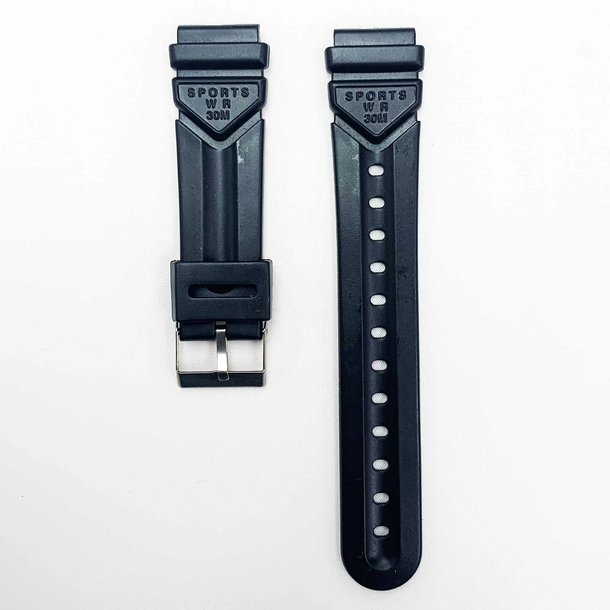 18MM PVC Plastic Watch Band Black Sport WR for Casio Timex Seiko Citizen Iron Man Watches