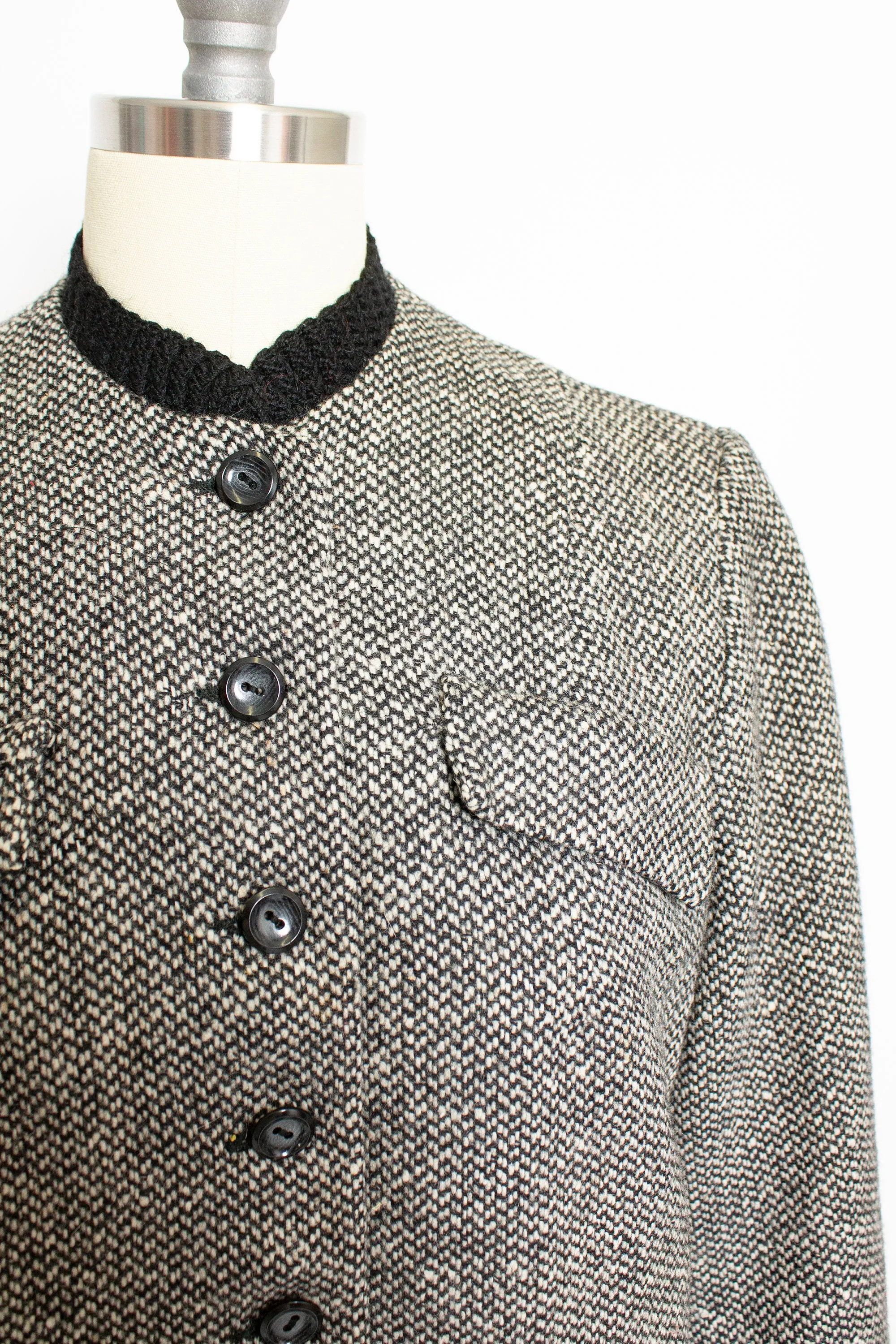 1950s Jacket Black & White Wool Fleck Small