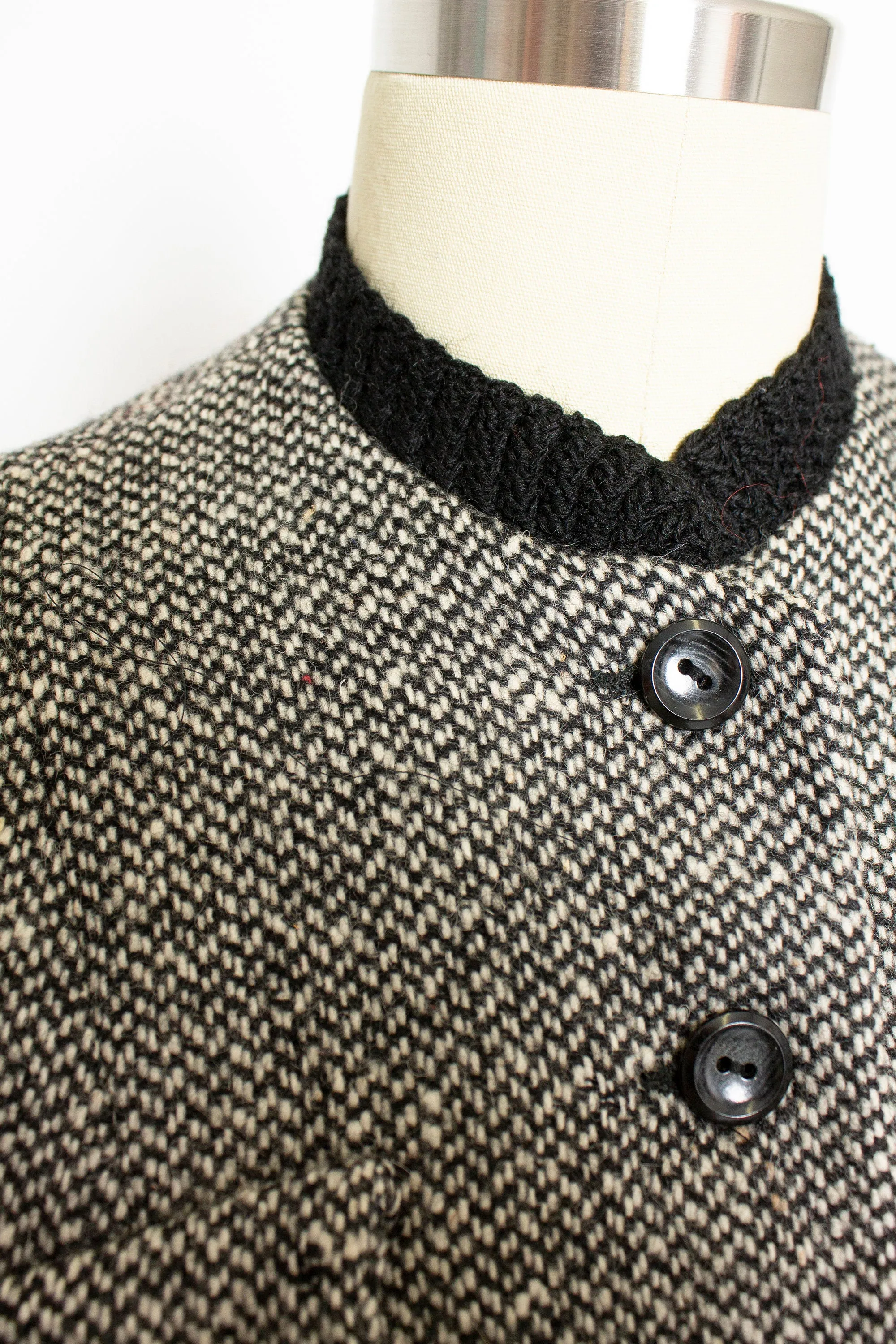 1950s Jacket Black & White Wool Fleck Small