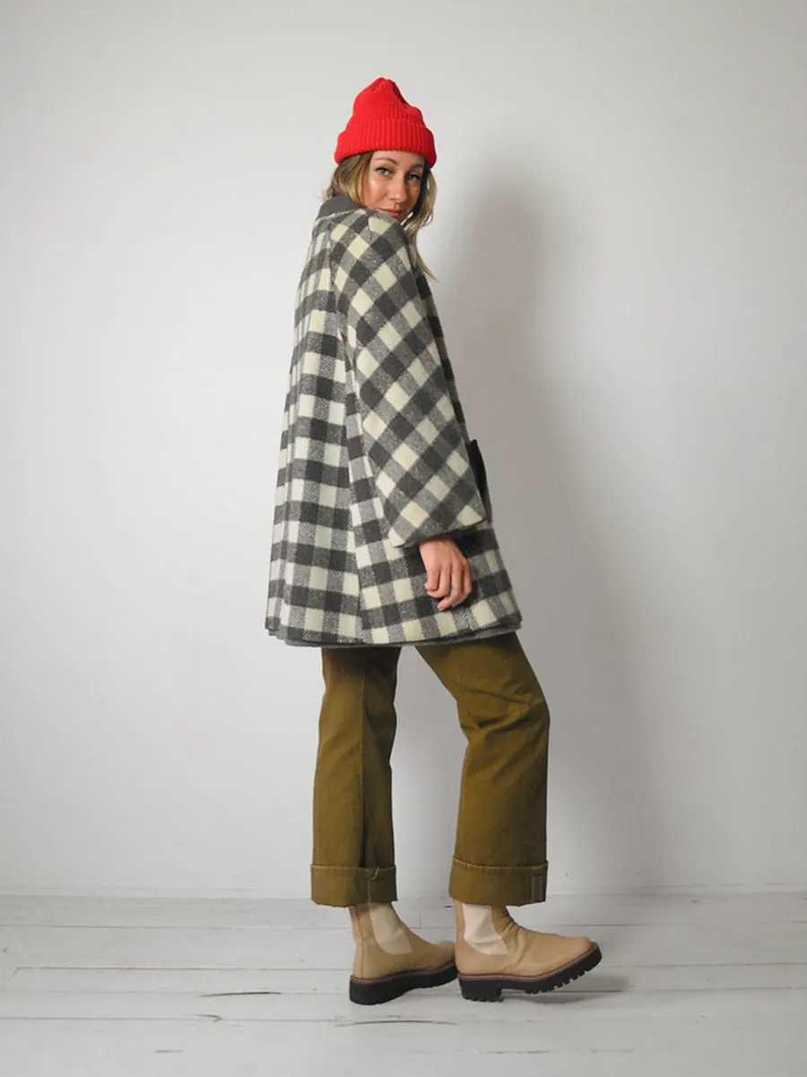 1960's Buffalo Plaid Wool Swing Coat