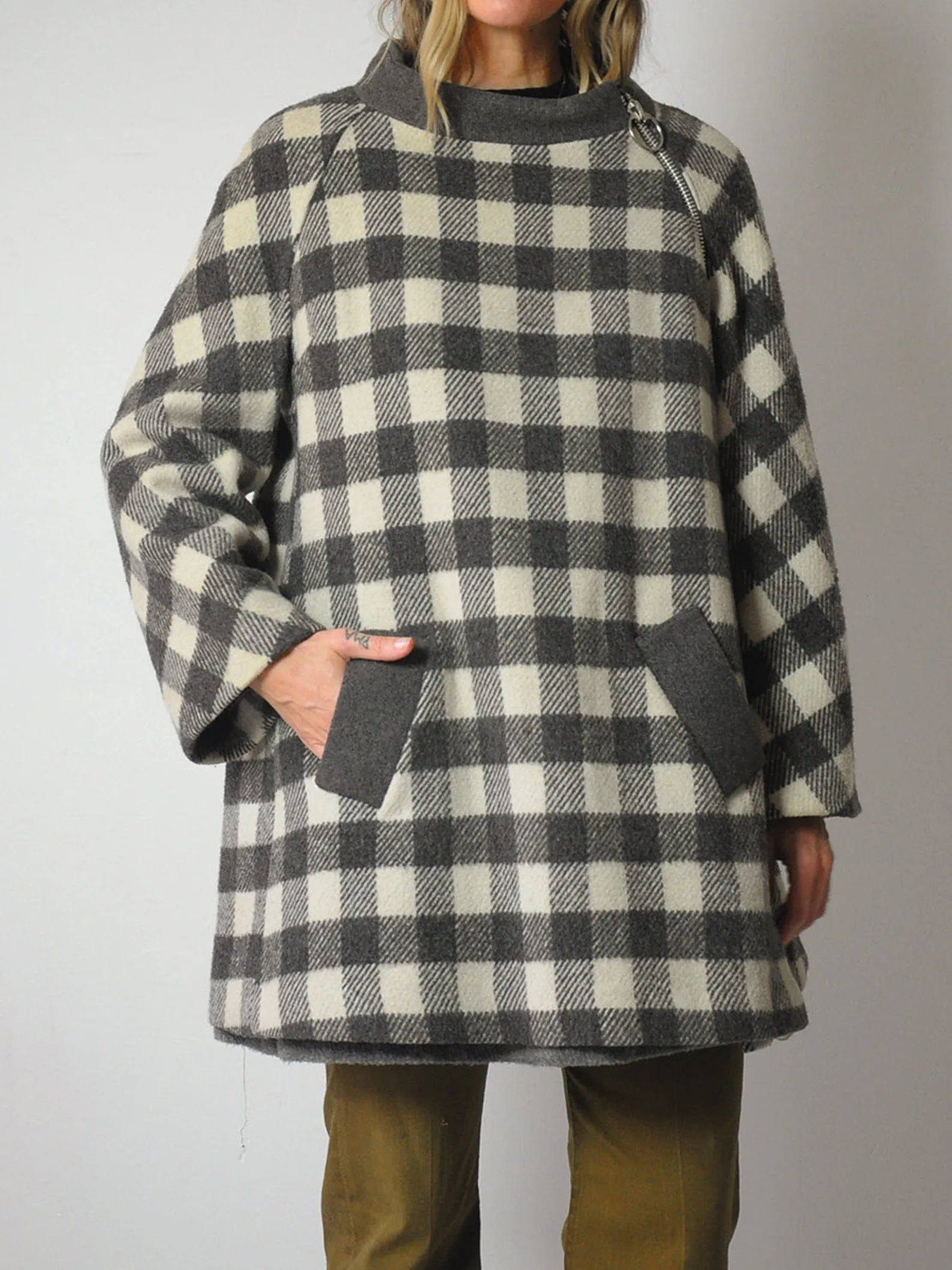 1960's Buffalo Plaid Wool Swing Coat