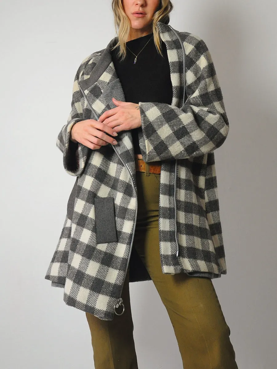 1960's Buffalo Plaid Wool Swing Coat