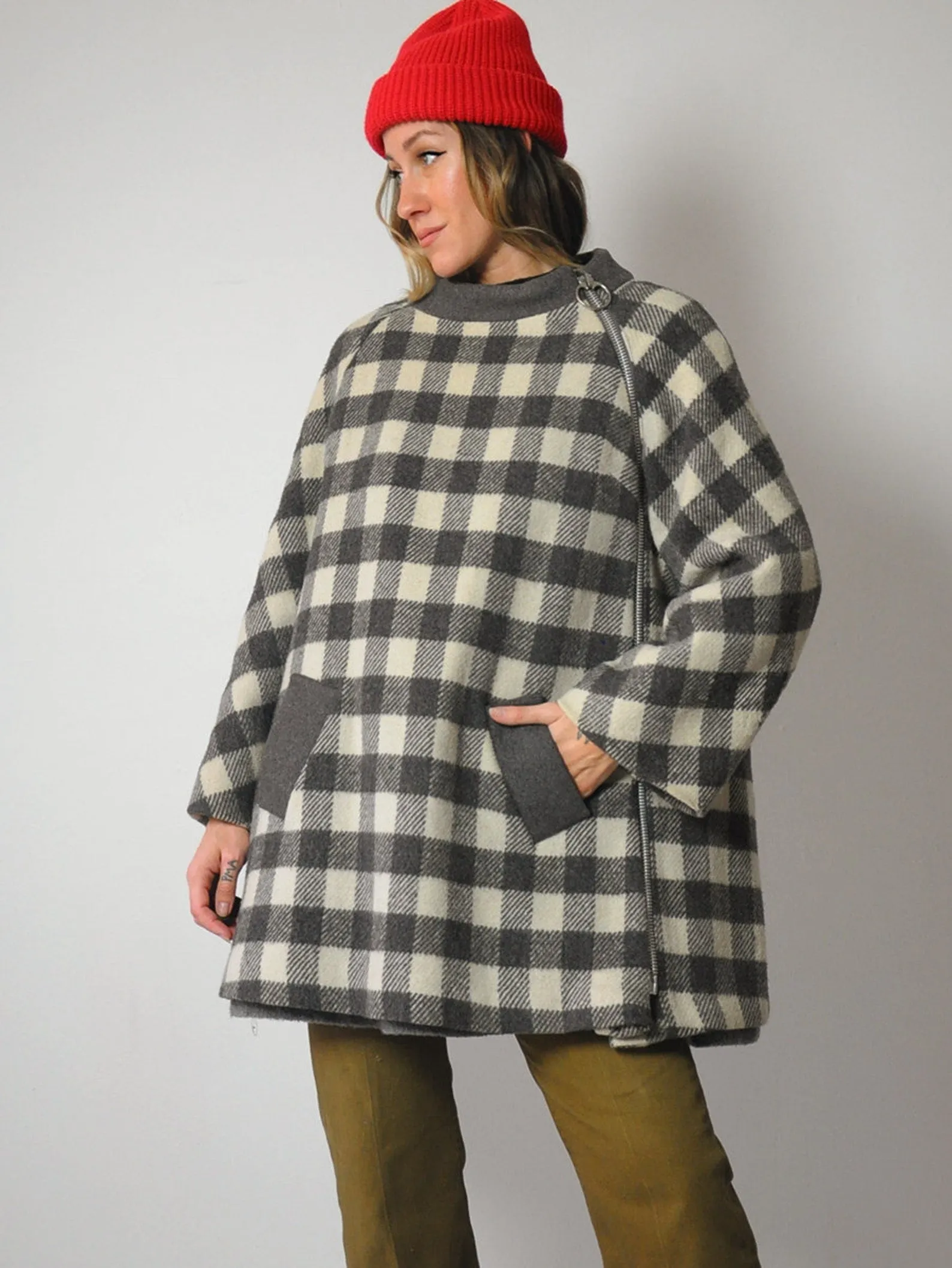 1960's Buffalo Plaid Wool Swing Coat