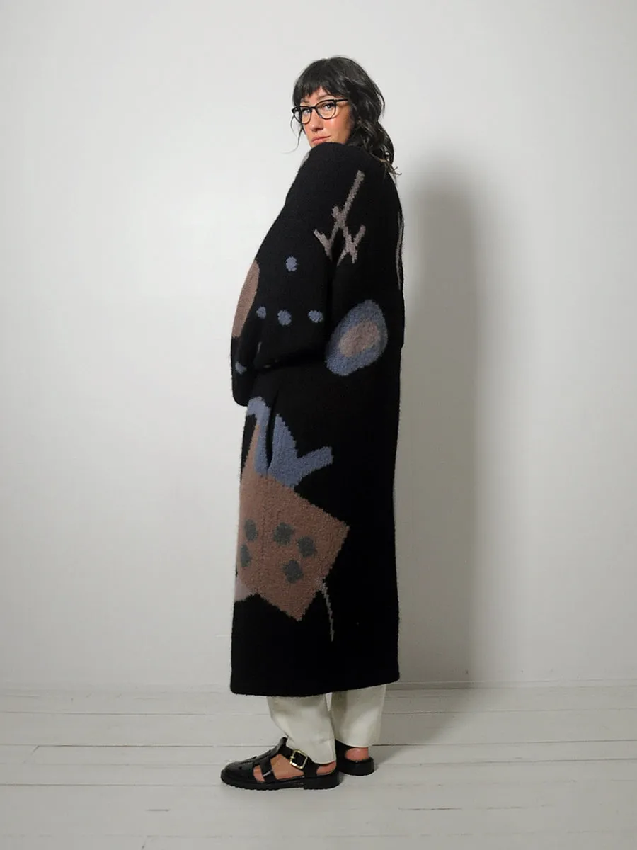 1980's Geometric Wool Sweater Coat