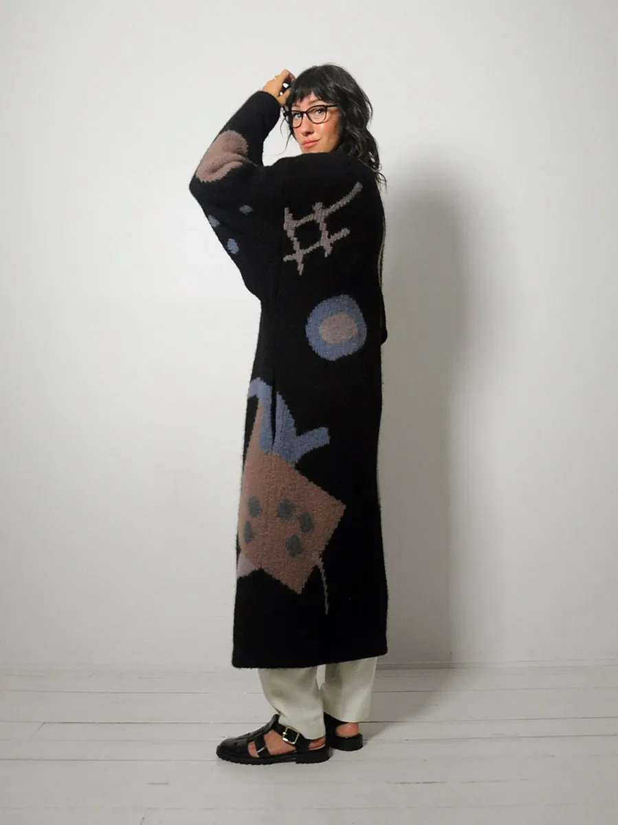 1980's Geometric Wool Sweater Coat