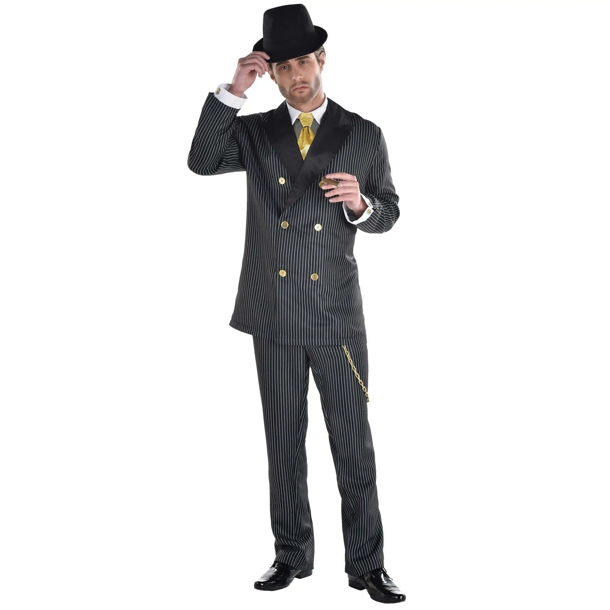 20s Head Honcho Gangster Costume for Adults, Black and White Jacket