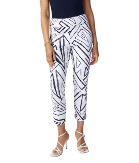 Abstract Print Cropped Pants Style - White