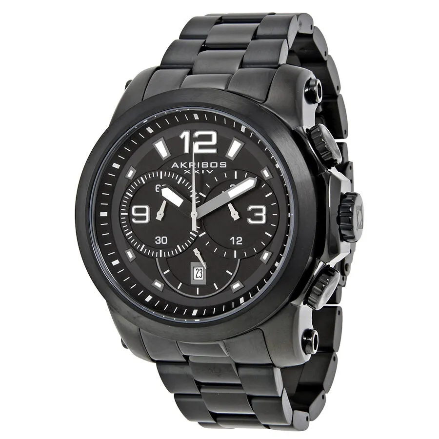 Akribos XxivBlack Dial Chronograph Stainless Steel Men's Watch AK631BK