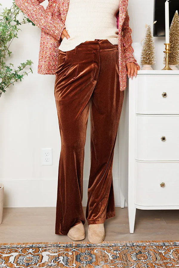 All The Hits High Waist Velvet Pants In Brown