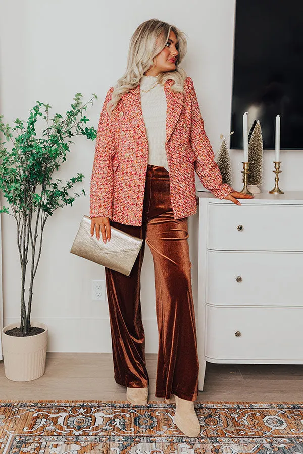 All The Hits High Waist Velvet Pants In Brown