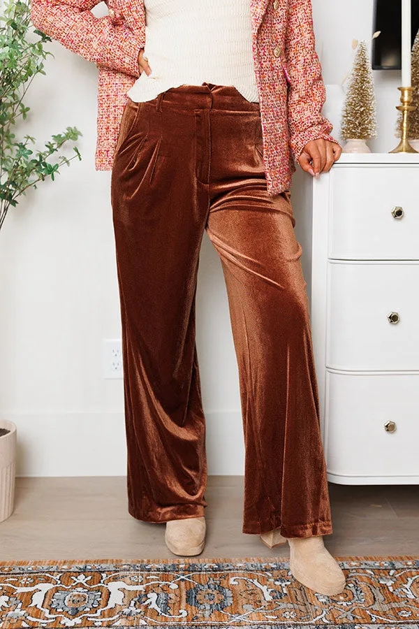 All The Hits High Waist Velvet Pants In Brown