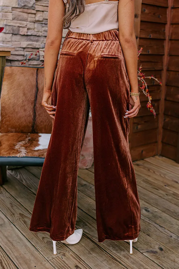 All The Hits High Waist Velvet Pants In Brown