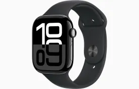 Apple Watch Series 10 GPS 46Mm Jet Black Aluminium Case, Black Sport Band, S/M