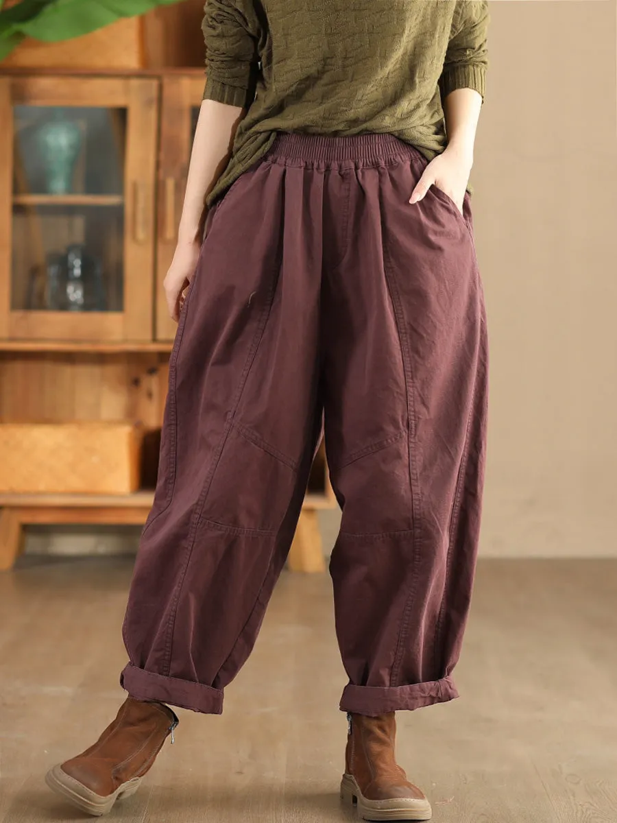 Babakud Women Autumn Retro Cotton Casual Harem Pants