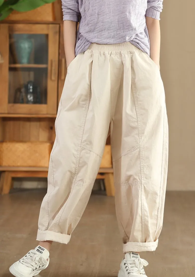 Babakud Women Autumn Retro Cotton Casual Harem Pants