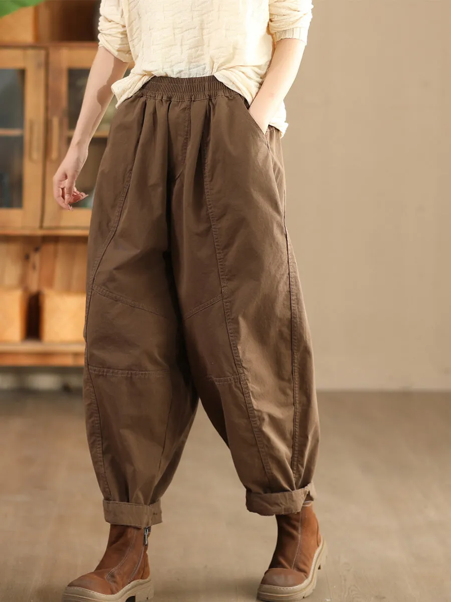 Babakud Women Autumn Retro Cotton Casual Harem Pants