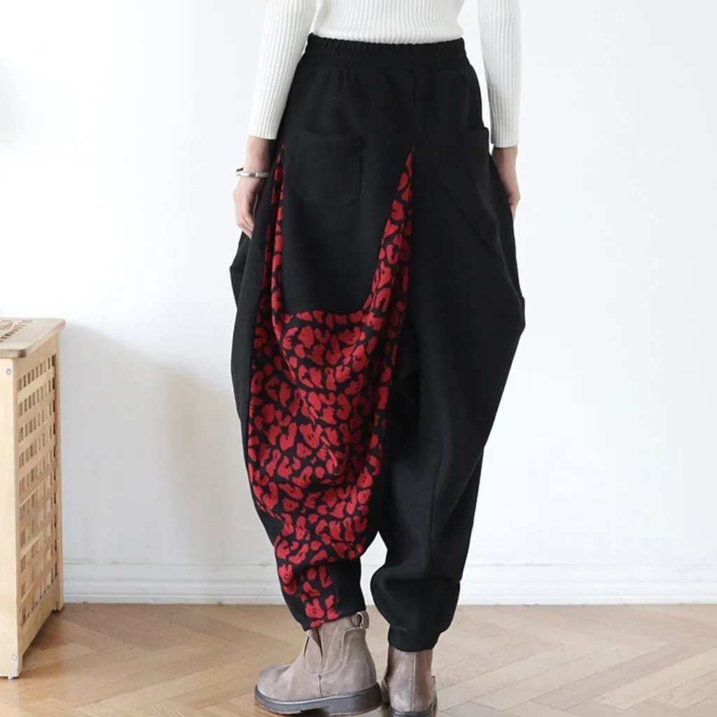 Babakud Women Winter Woolen Retro Harem Pants