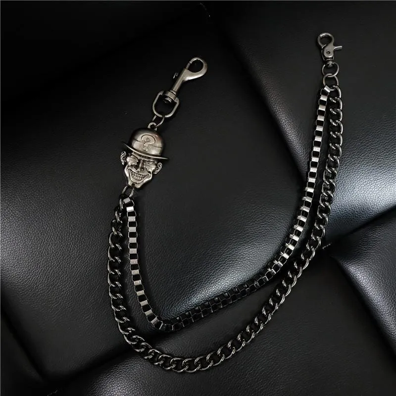 Badass Men's Black Wallet Chain Pants Chain Long Biker Wallet Chain For Men