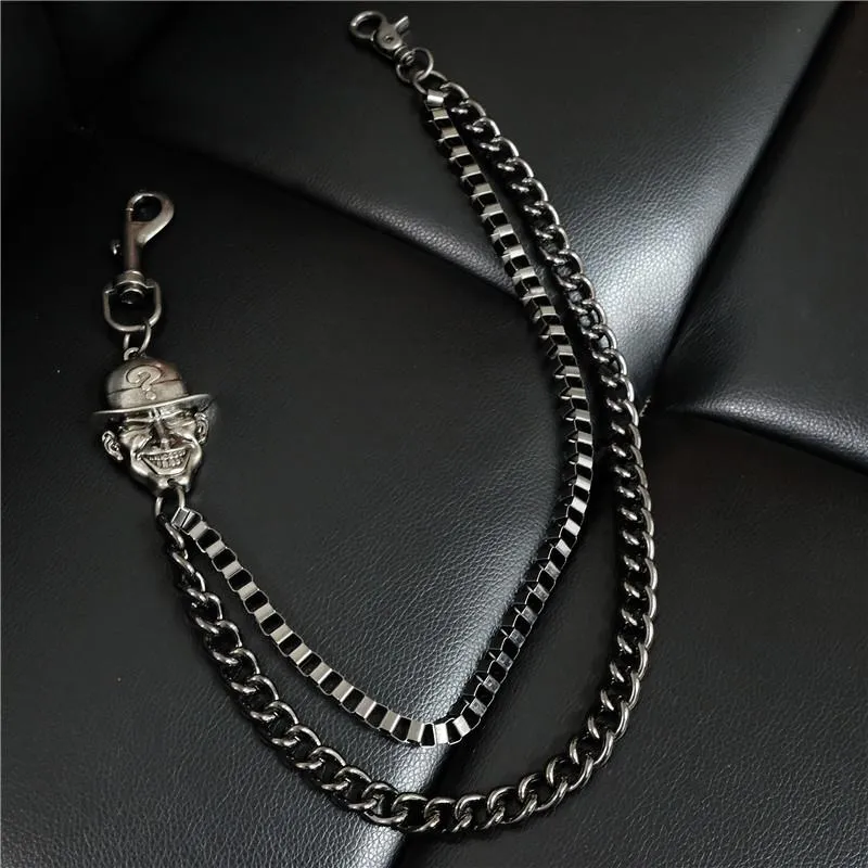 Badass Men's Black Wallet Chain Pants Chain Long Biker Wallet Chain For Men