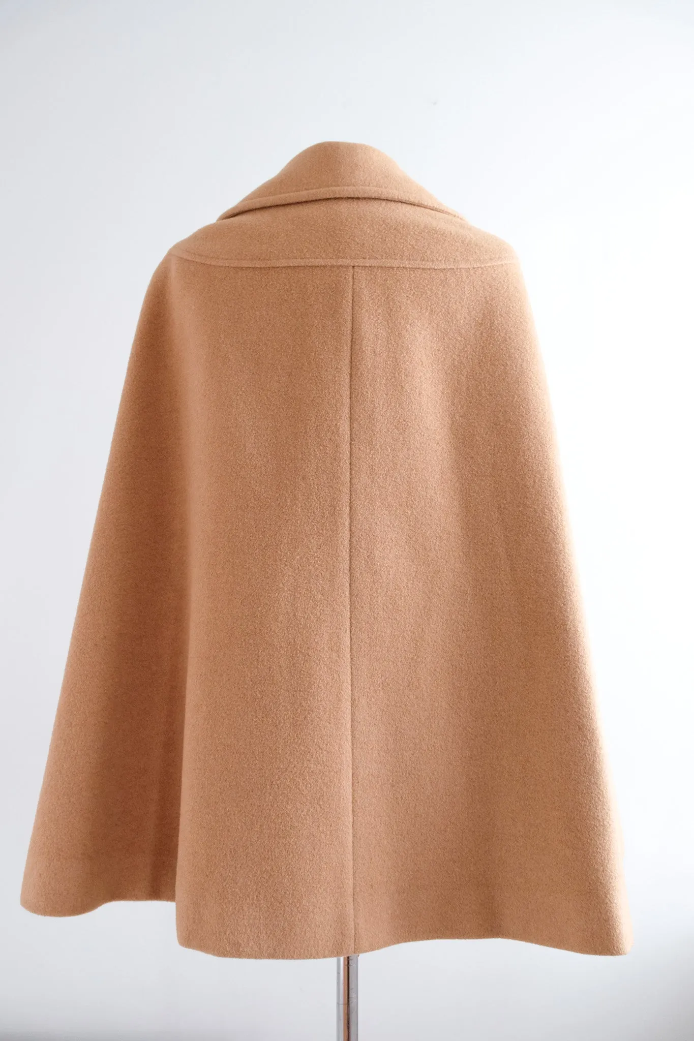 Beautiful 1960's Double Breasted Camel Hair Cape Coat / Sz M