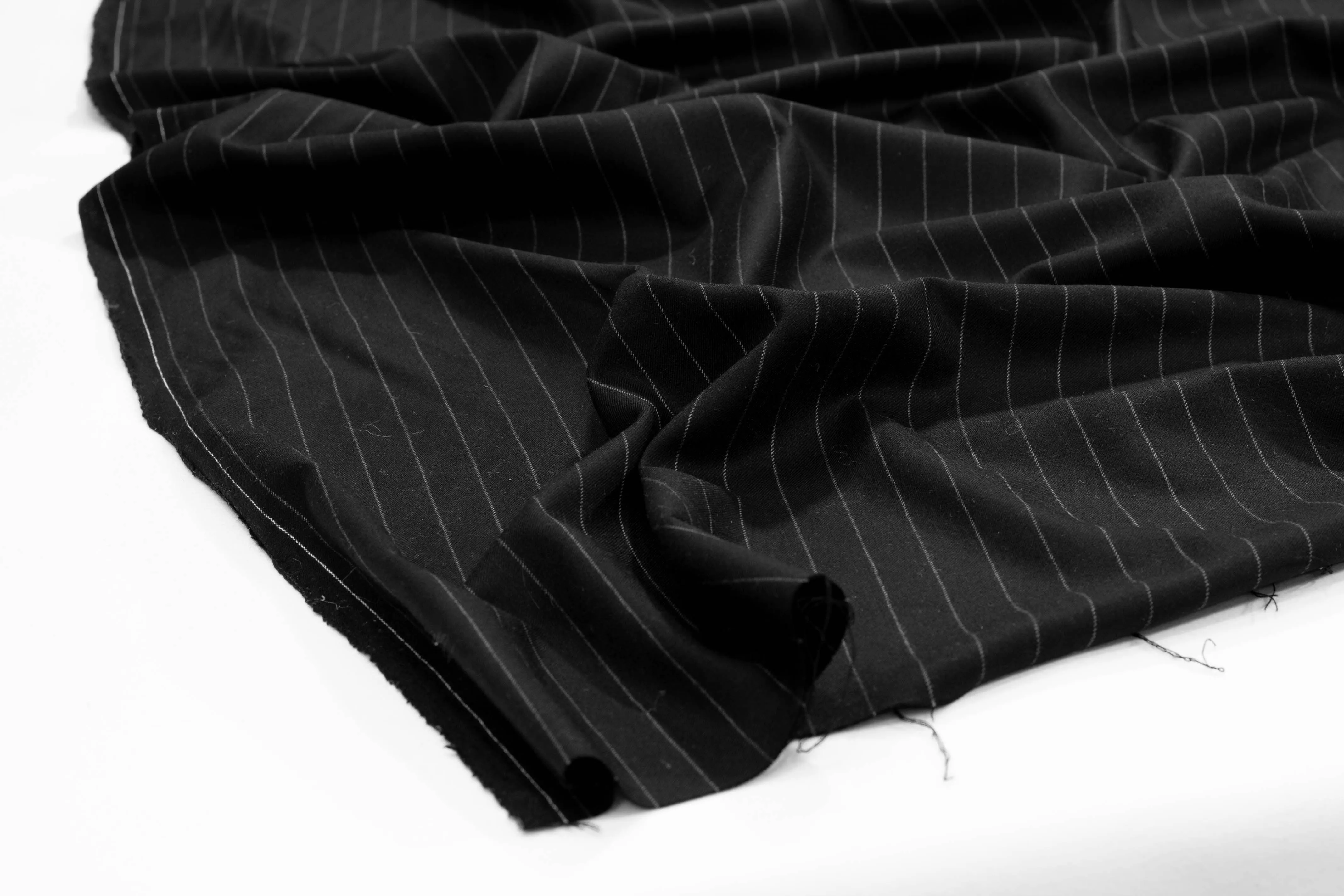 Black and Gray Pin Striped Italian Wool Suiting