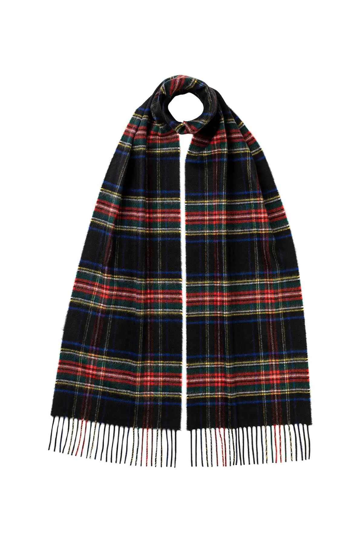 Black Stewart Tartan Cashmere Scarf