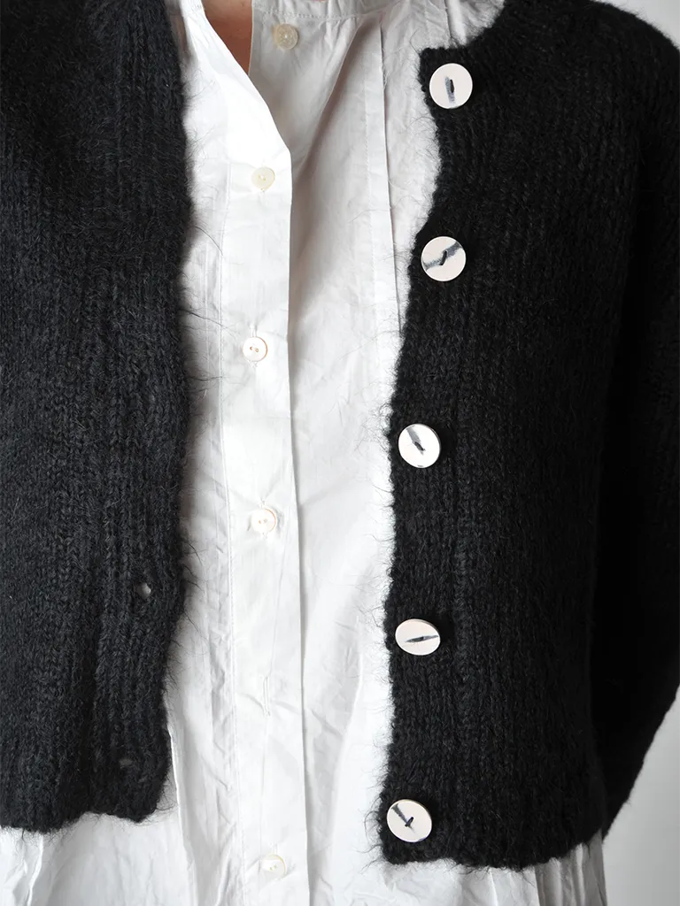 Black Wool Nickel Cardigan