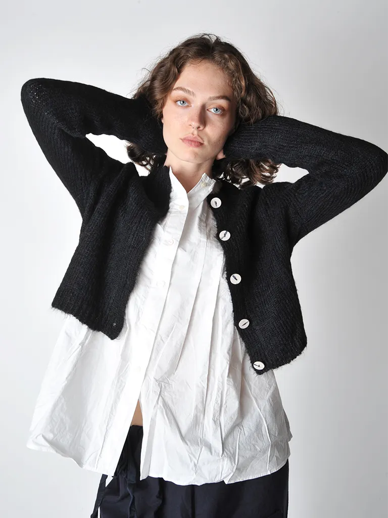 Black Wool Nickel Cardigan