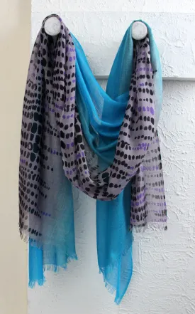 Blue & Grey Silk Cashmere Scarf