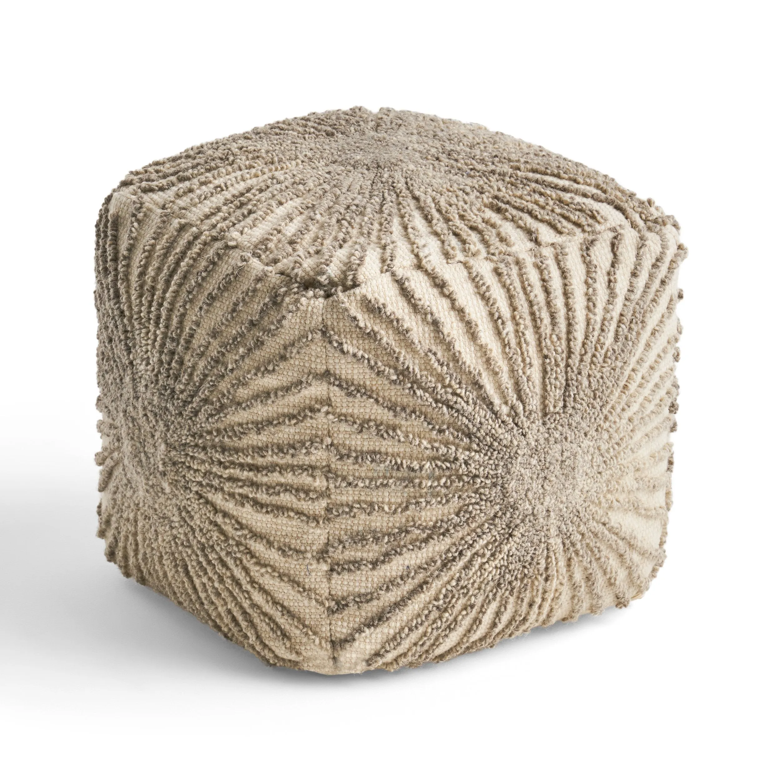 Boho Wool and Cotton Ottoman Pouf - NH023903