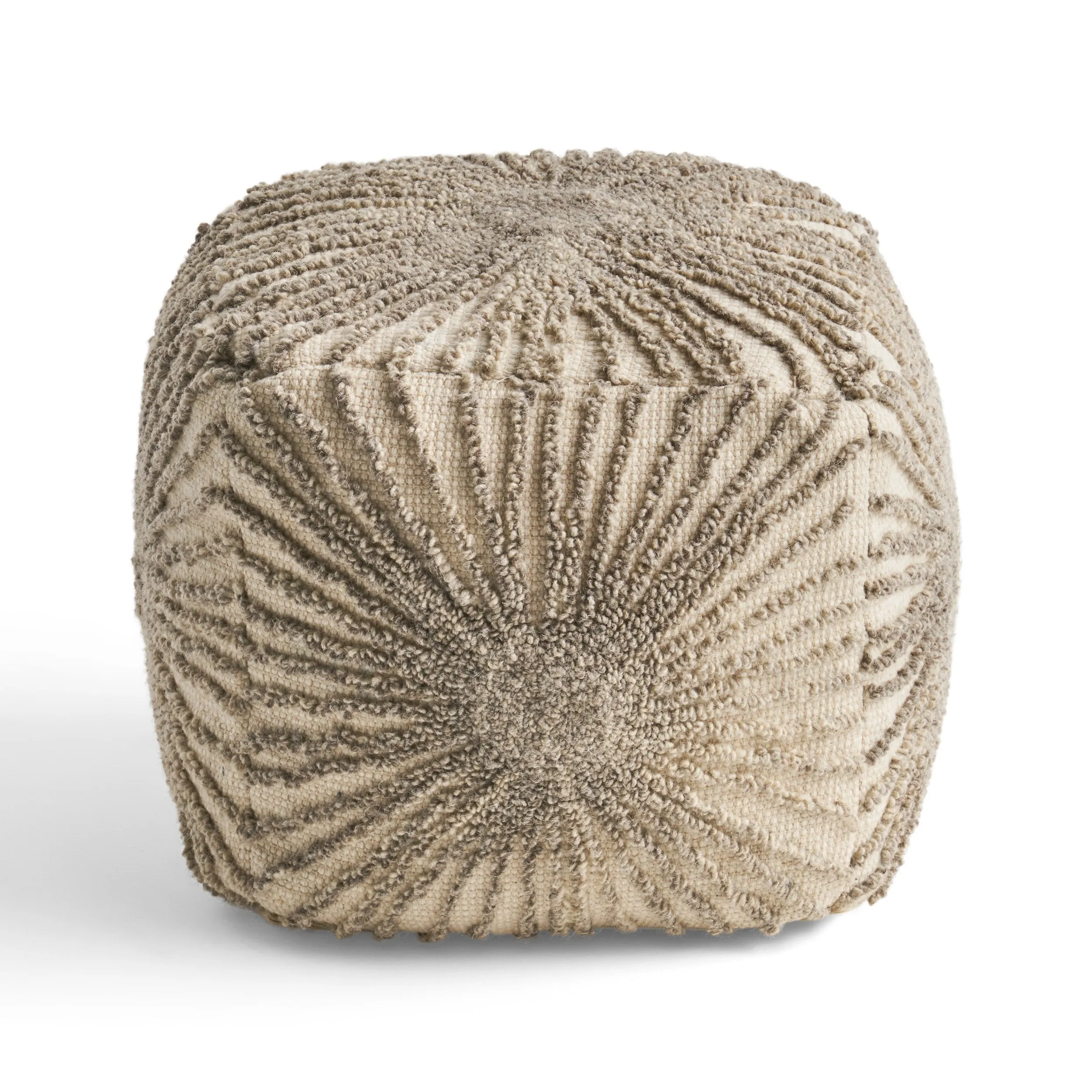 Boho Wool and Cotton Ottoman Pouf - NH023903