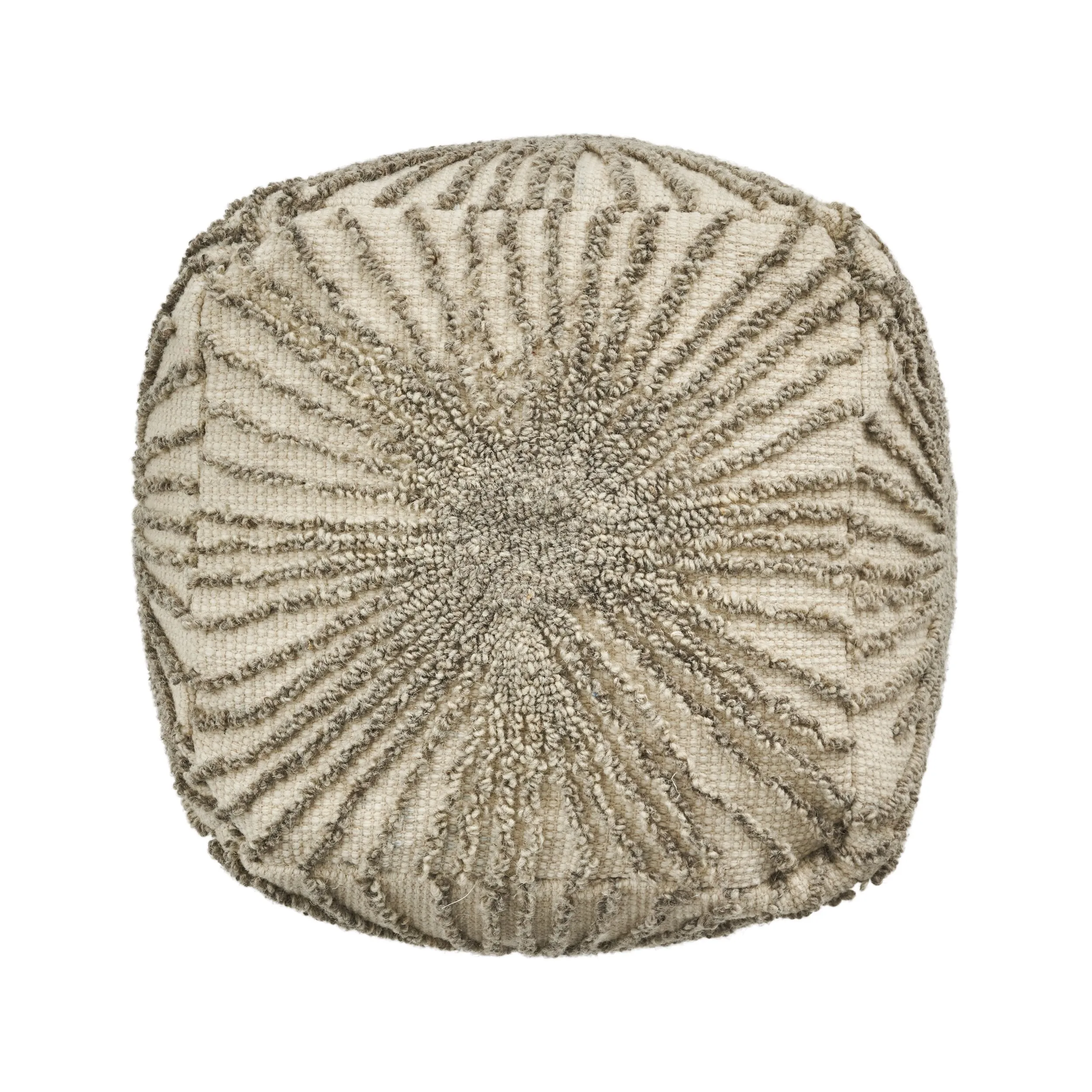 Boho Wool and Cotton Ottoman Pouf - NH023903