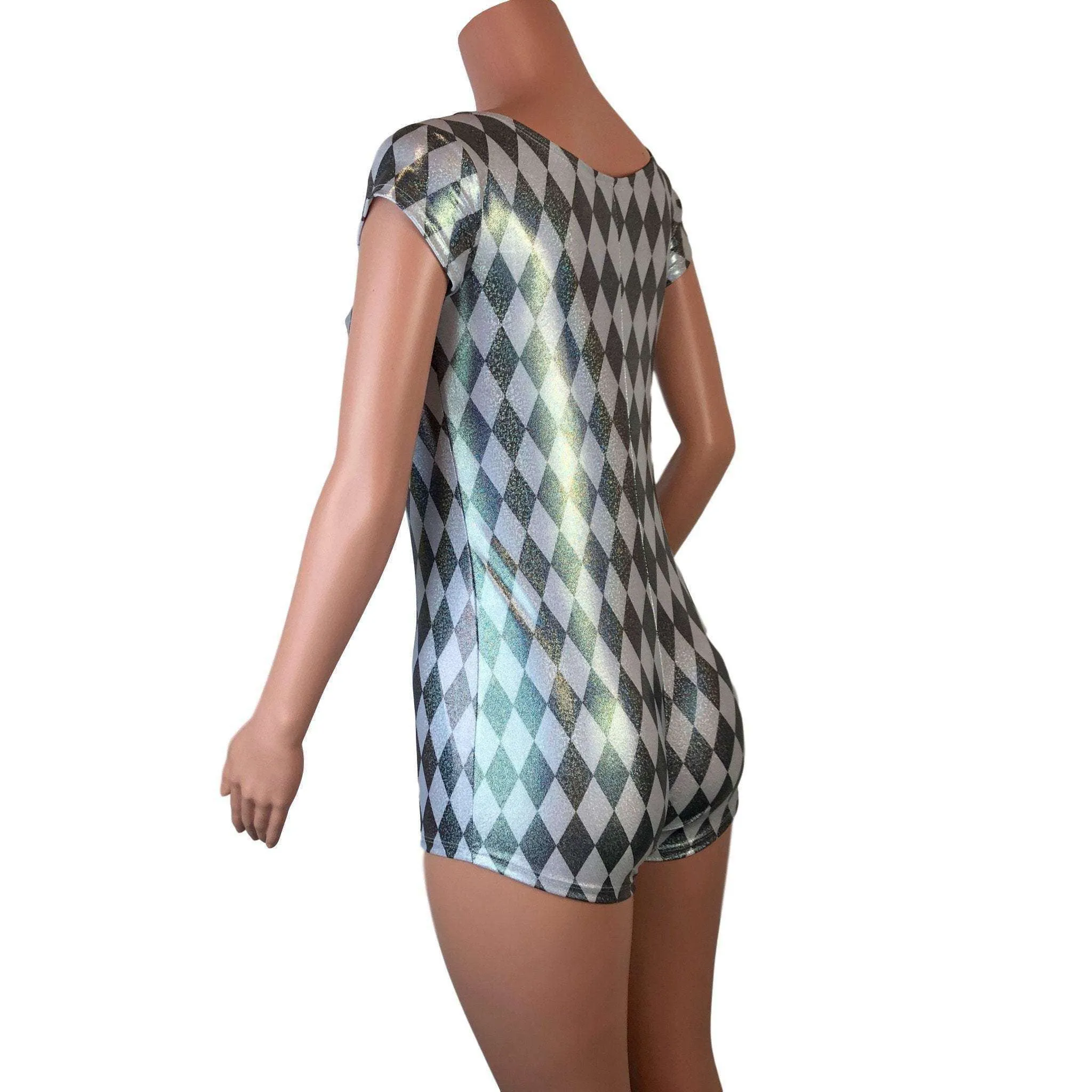 Cap Sleeve Romper - Harlequin Diamond Holographic