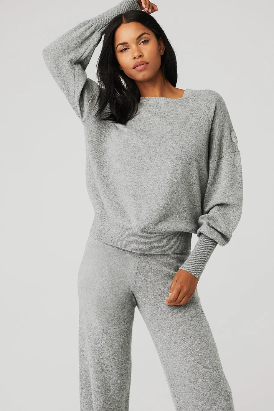 Cashmere Jet Set Crew - Dove Grey Heather