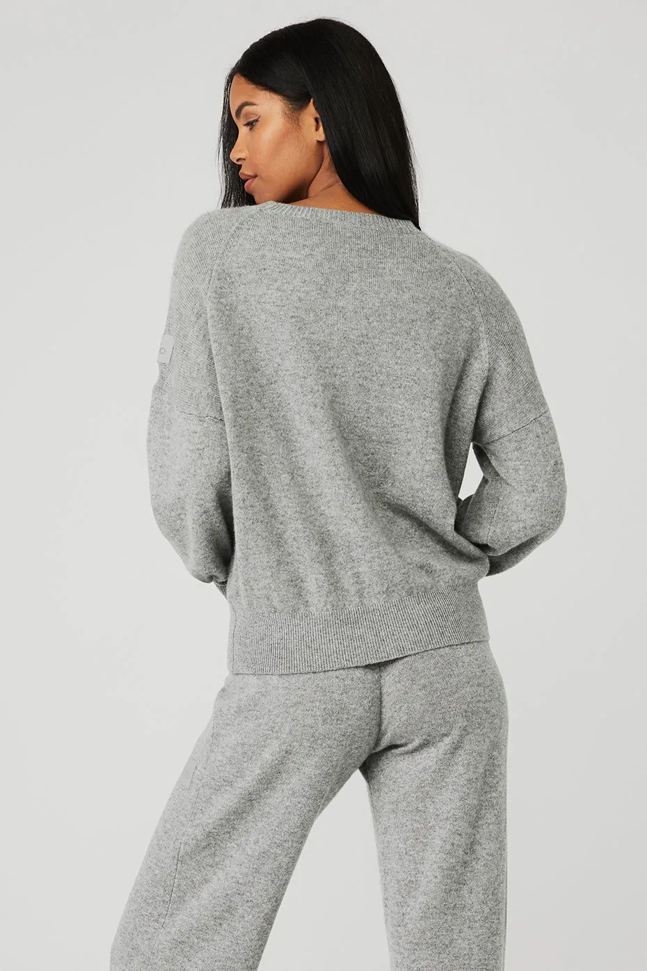 Cashmere Jet Set Crew - Dove Grey Heather