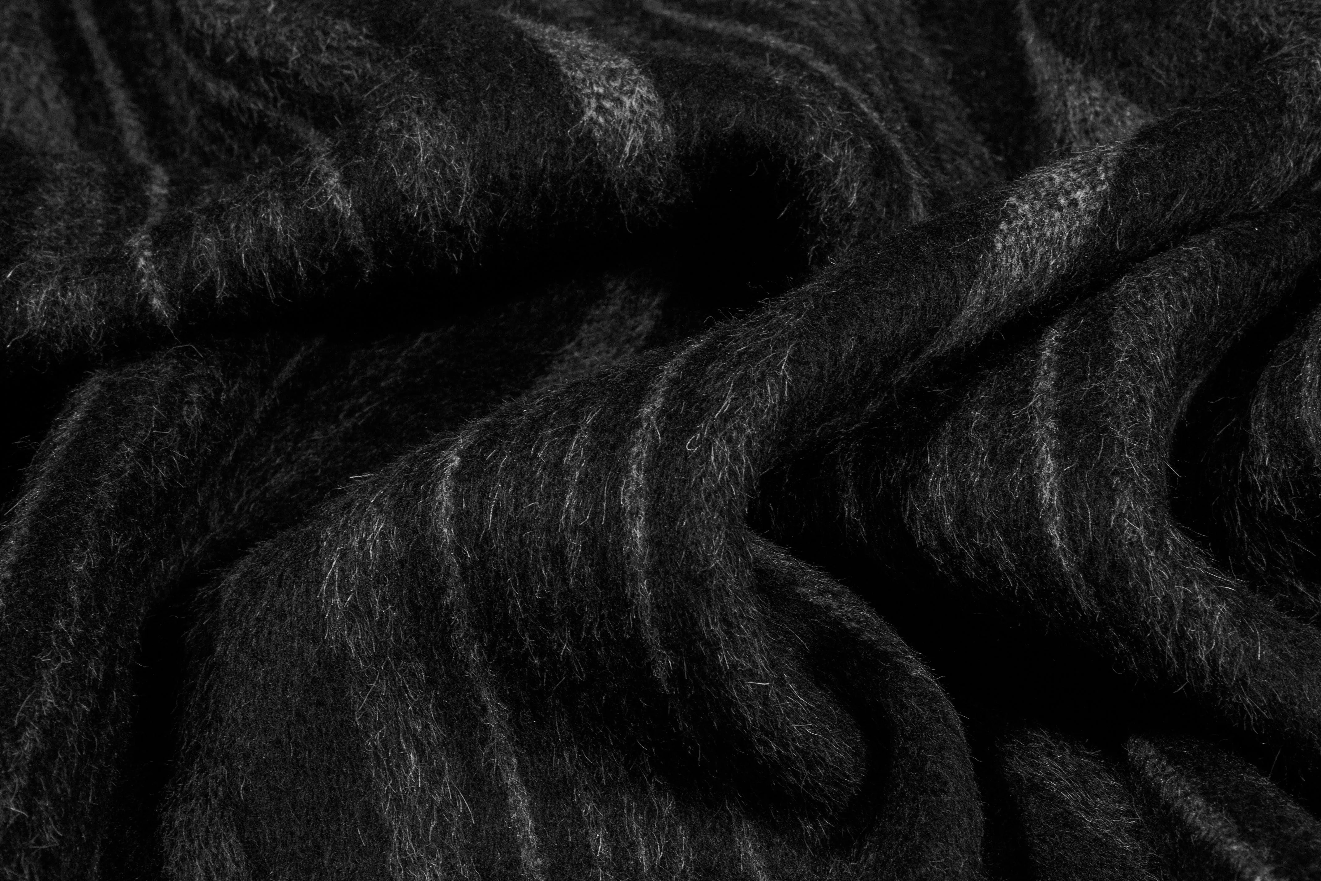 Charcoal Gray Striped Mohair Wool Coating