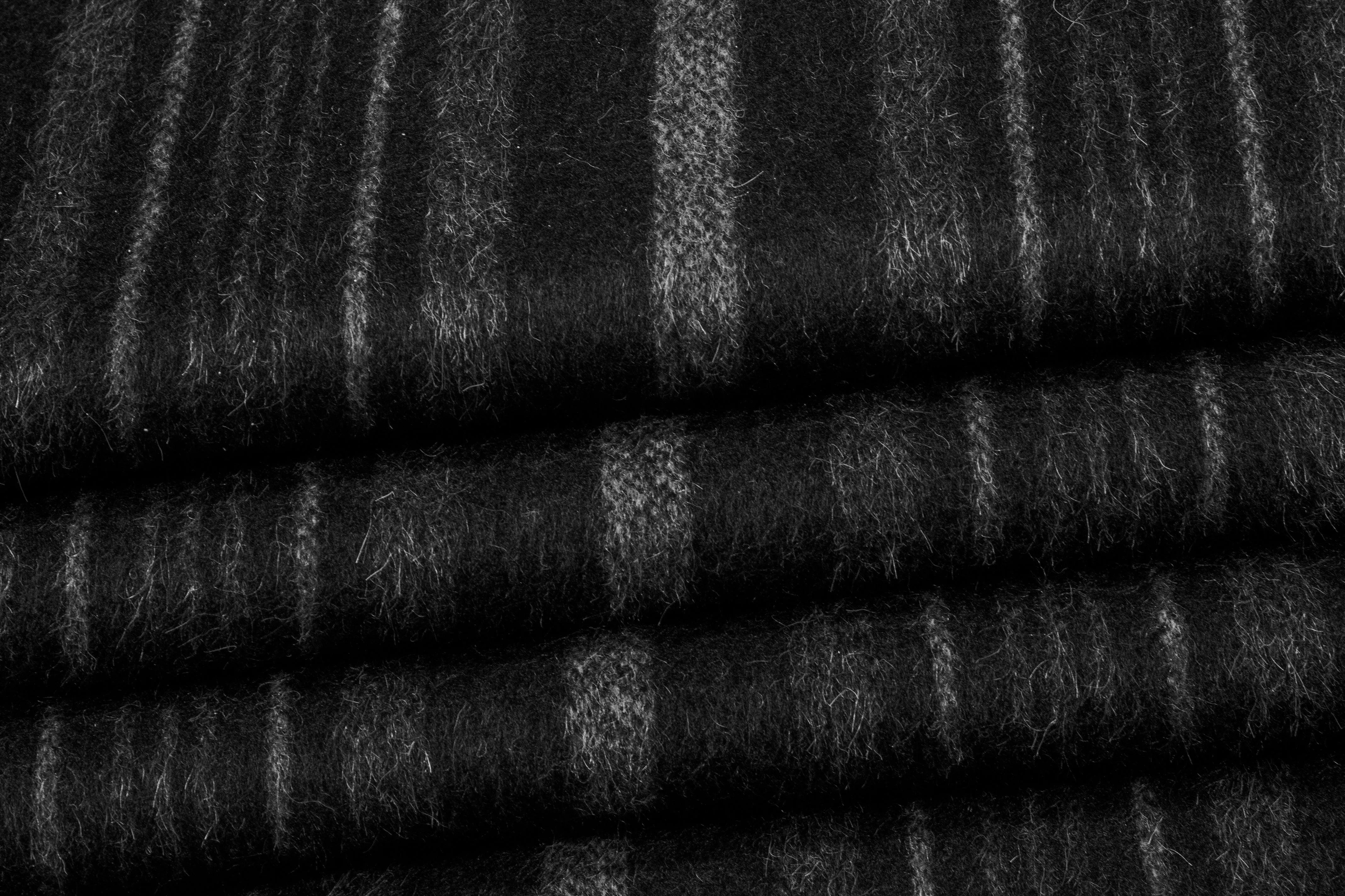 Charcoal Gray Striped Mohair Wool Coating