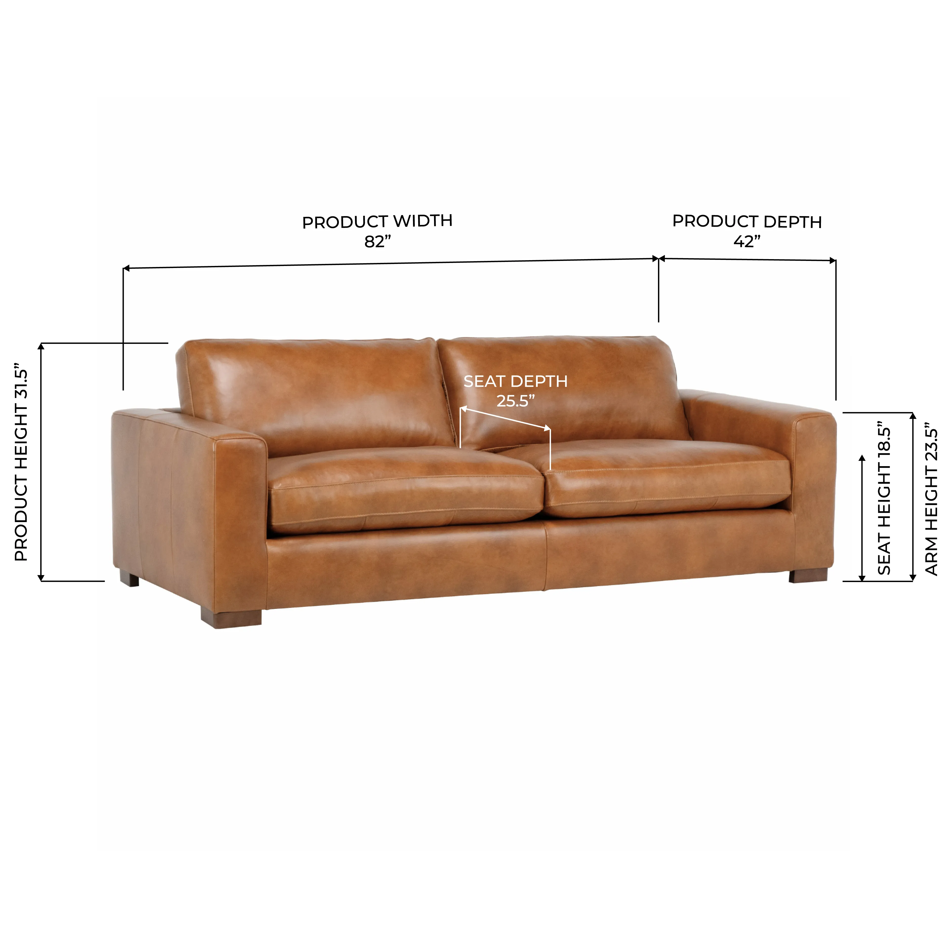 Charlestown Camel Leather Sofa