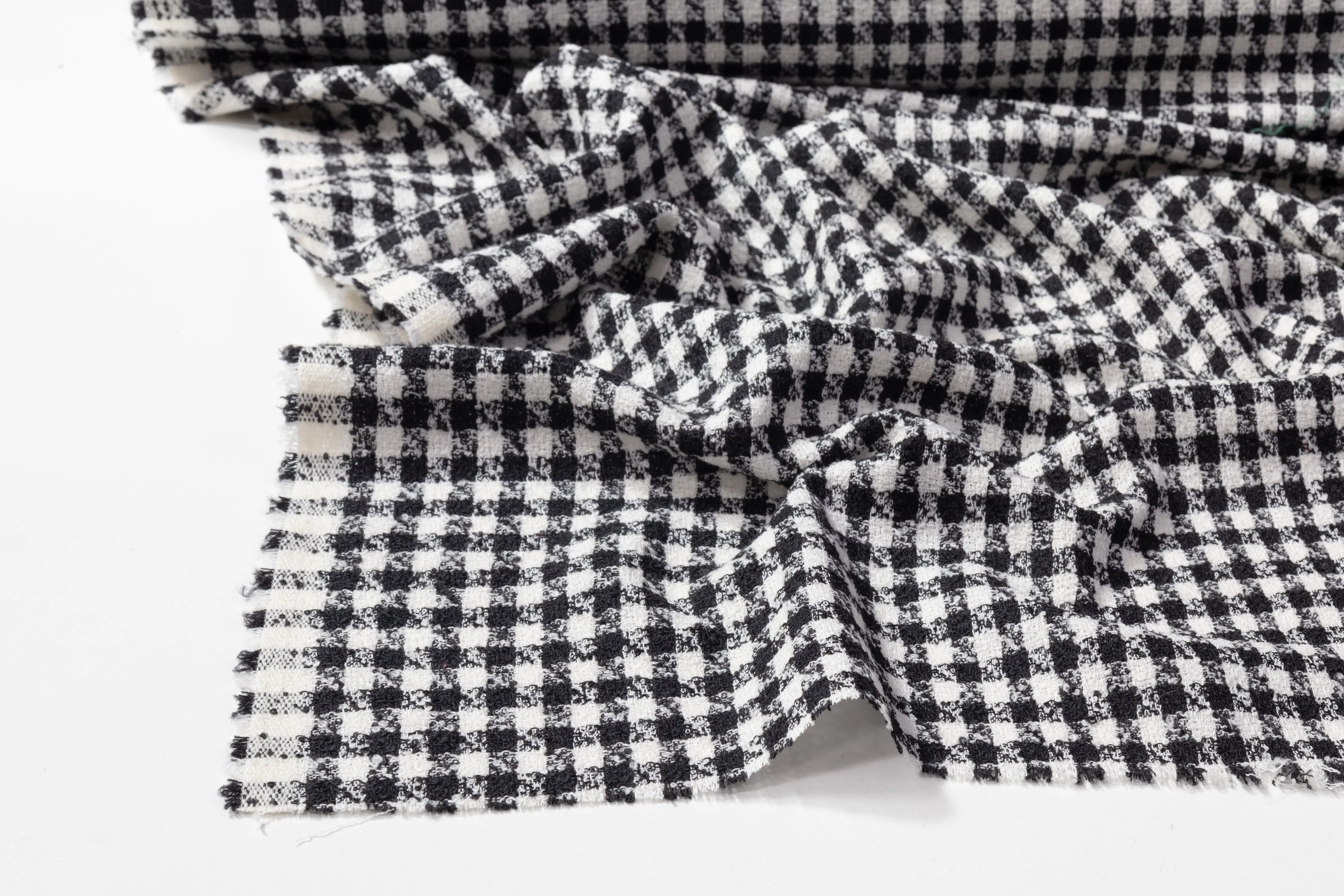 Checked Italian Wool Boucle Tweed - Black / White