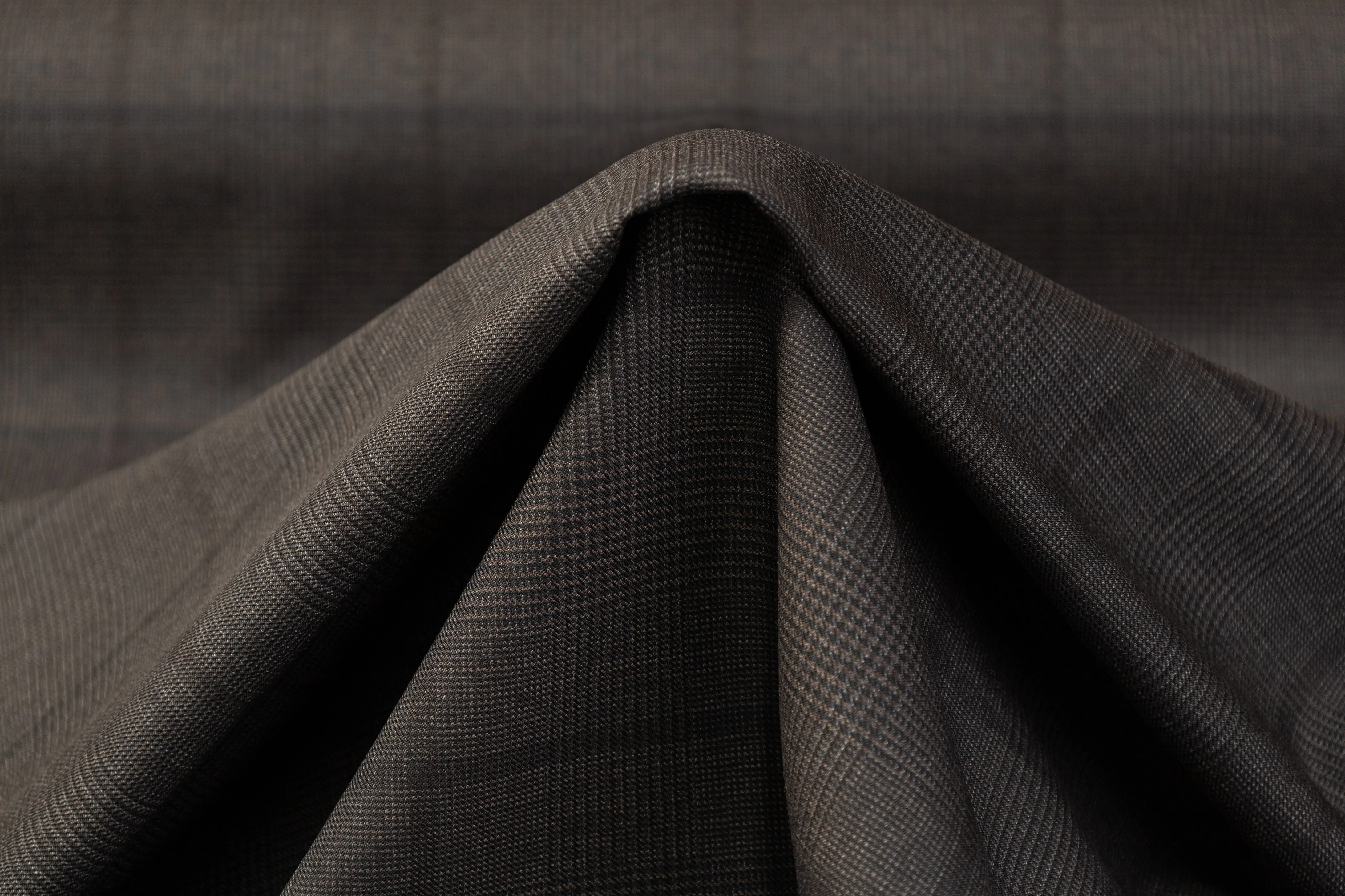 Checked Italian Wool Suiting - Charcoal Gray