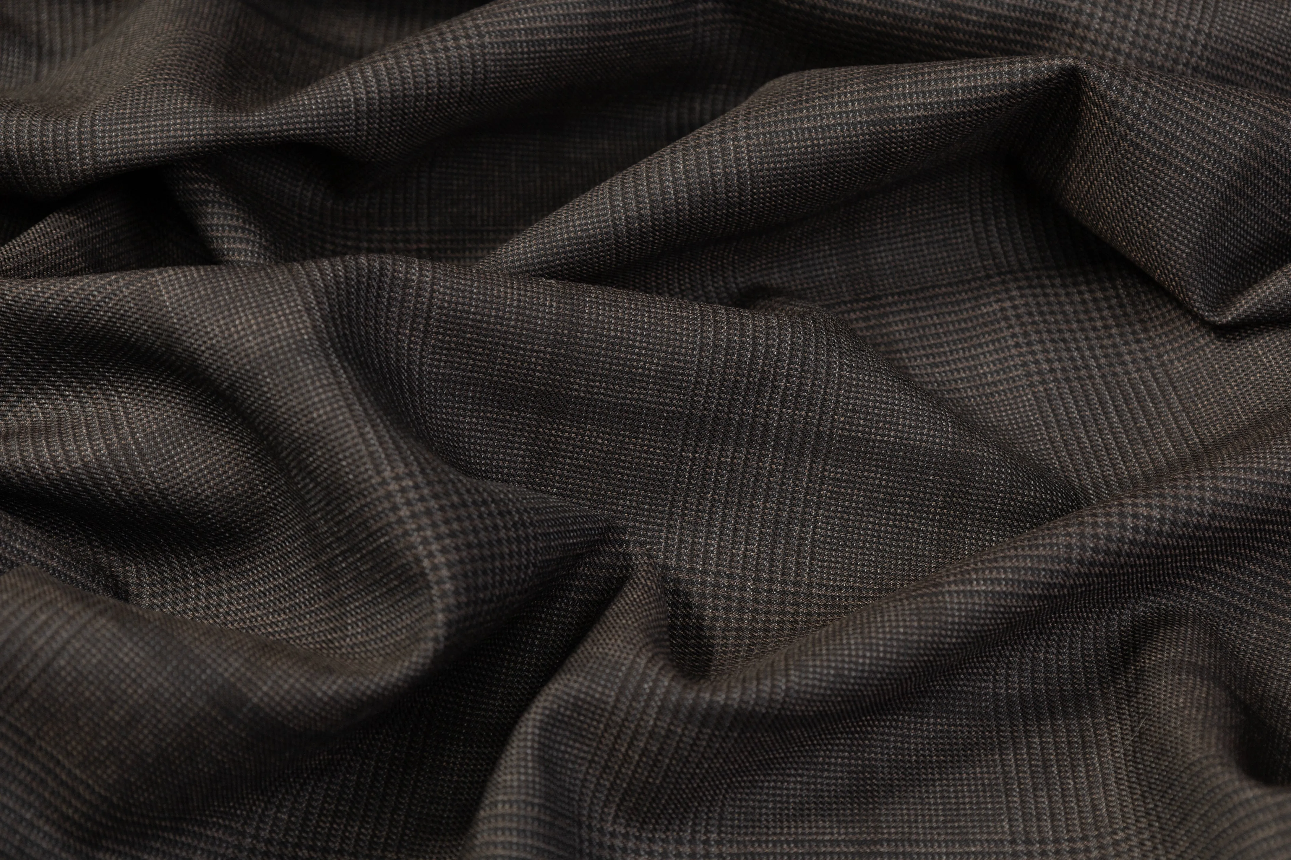 Checked Italian Wool Suiting - Charcoal Gray