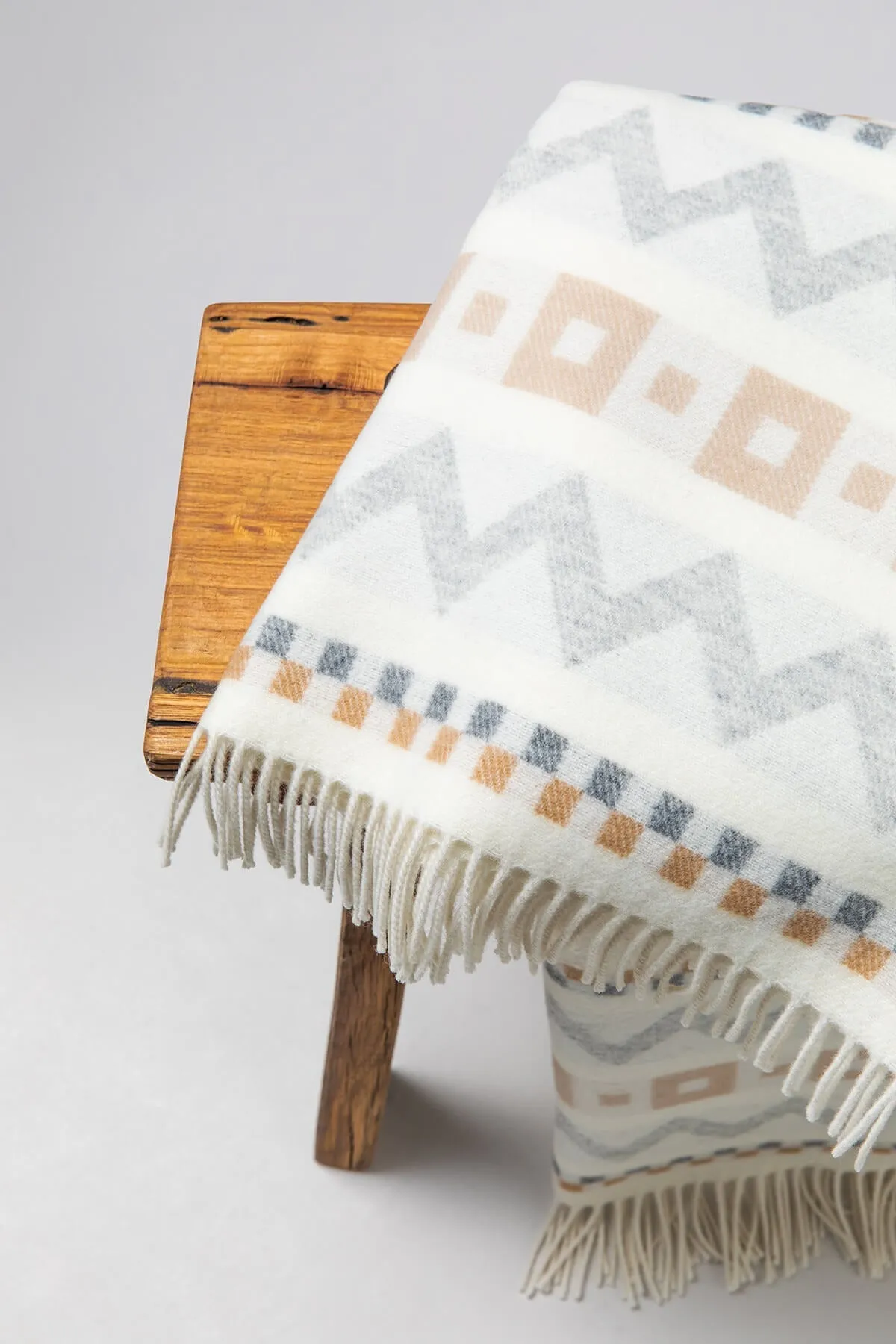 Children's Zig Zag Blanket in Natural & Grey