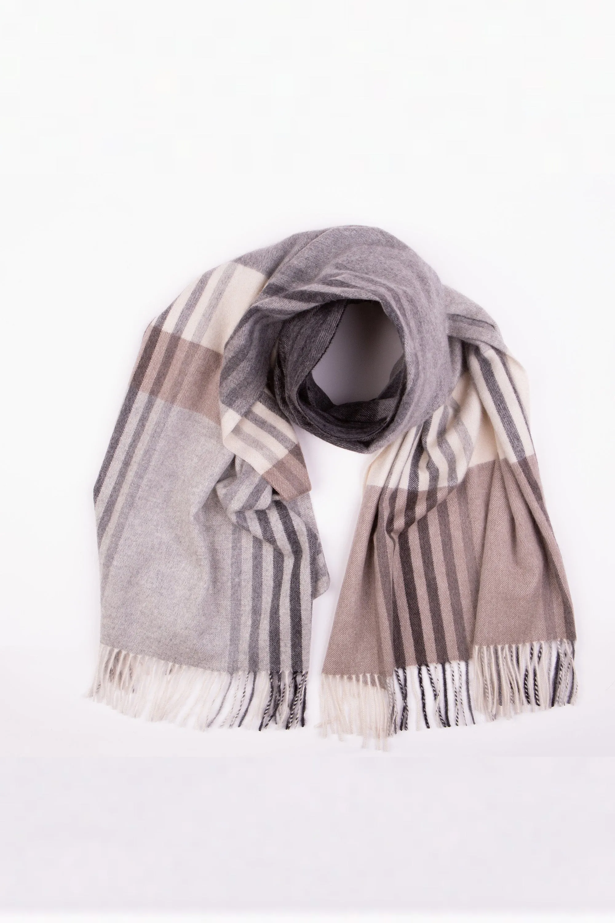 Contemporary Check Cashmere Stole - Monochrome