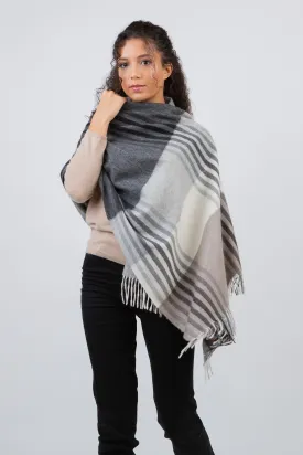 Contemporary Check Cashmere Stole - Monochrome