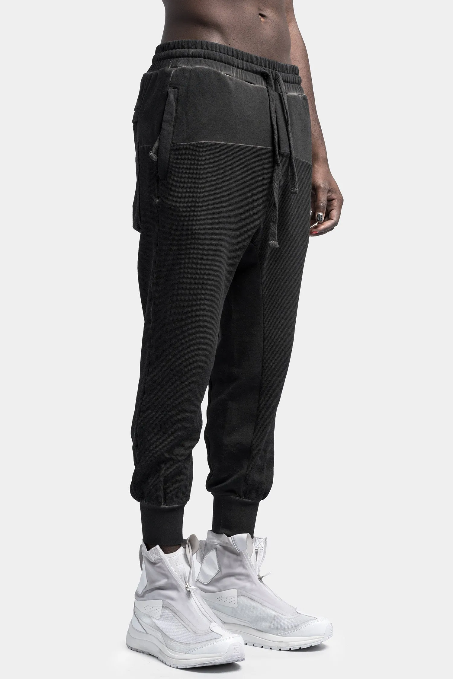 Contrast cotton sweatpants, Black oil