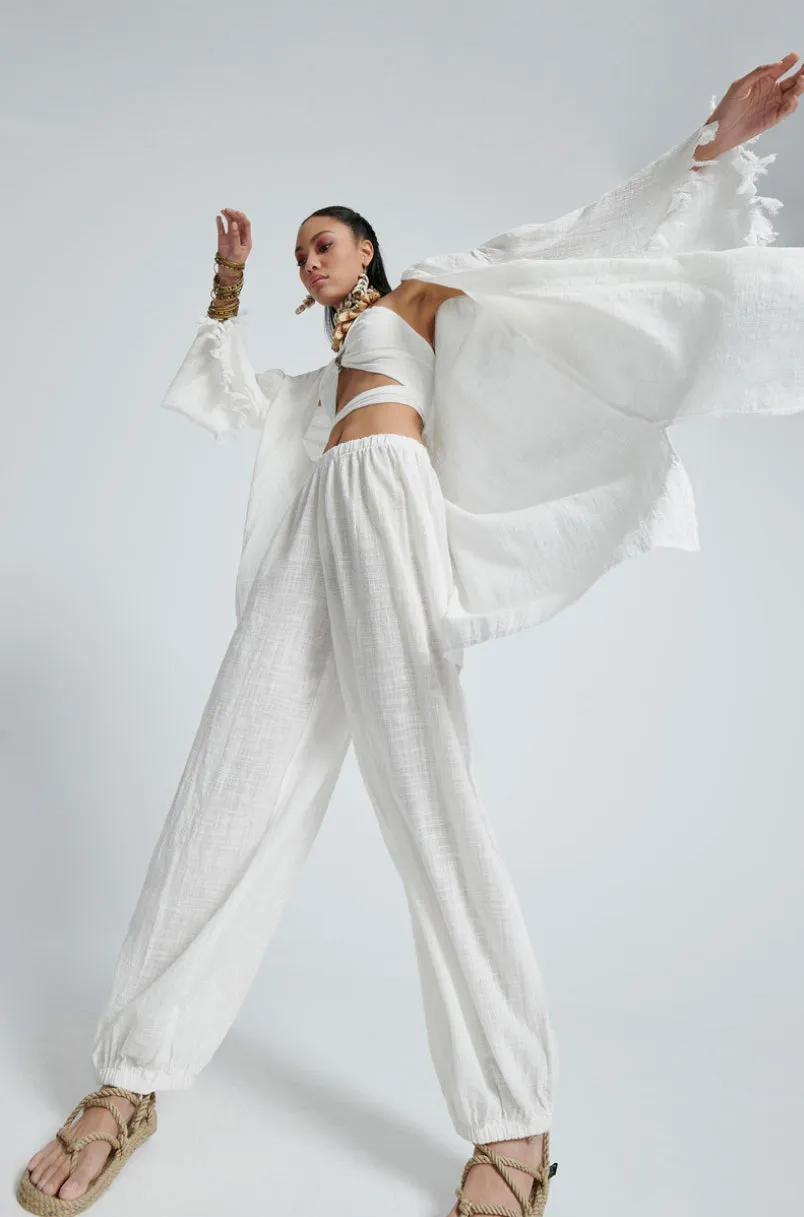 COTTON GAUZE HAREM PANTS