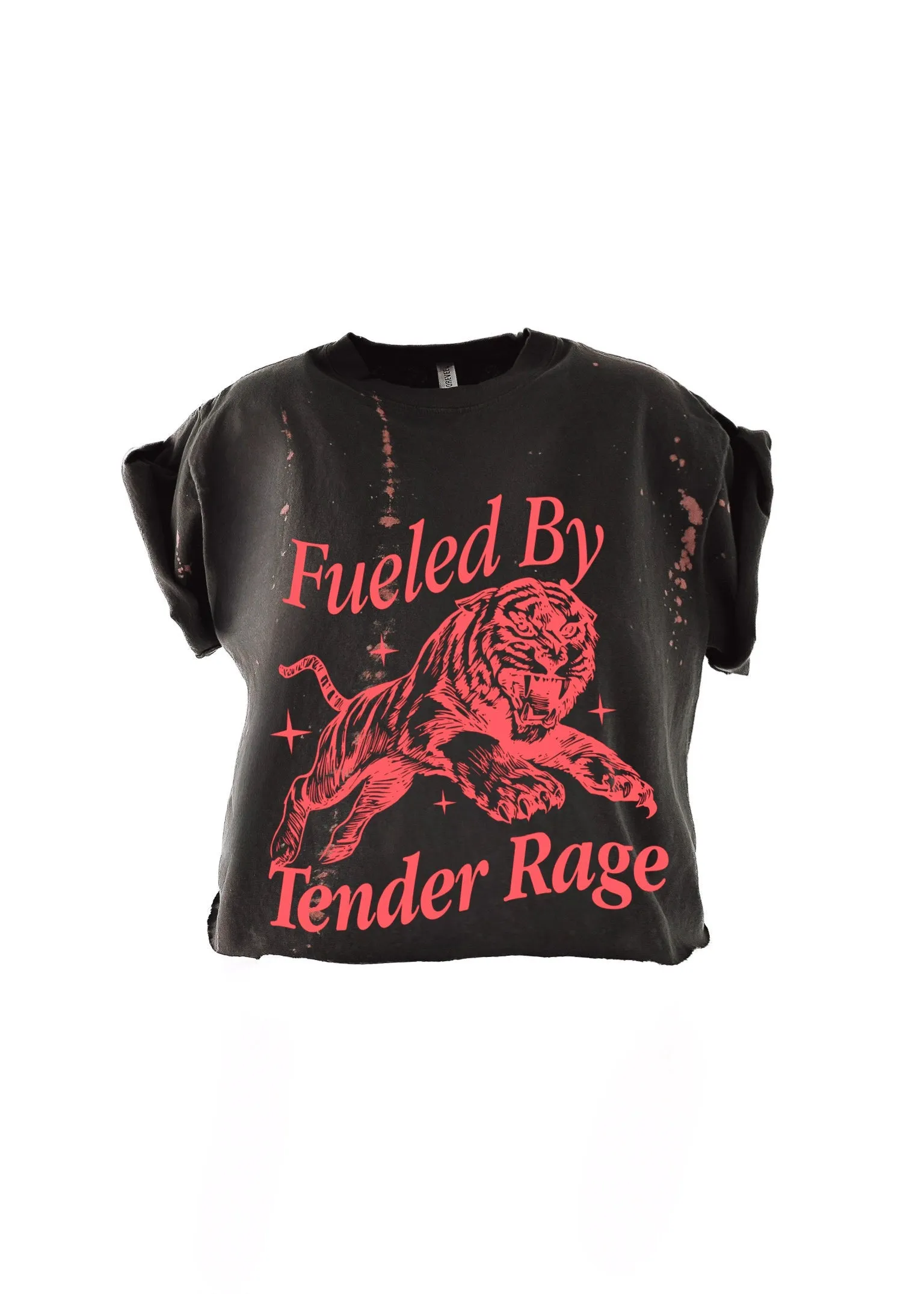 CROPPED FUELED BY TENDER RAGE BLEACHED OUT GRAPHIC TEE