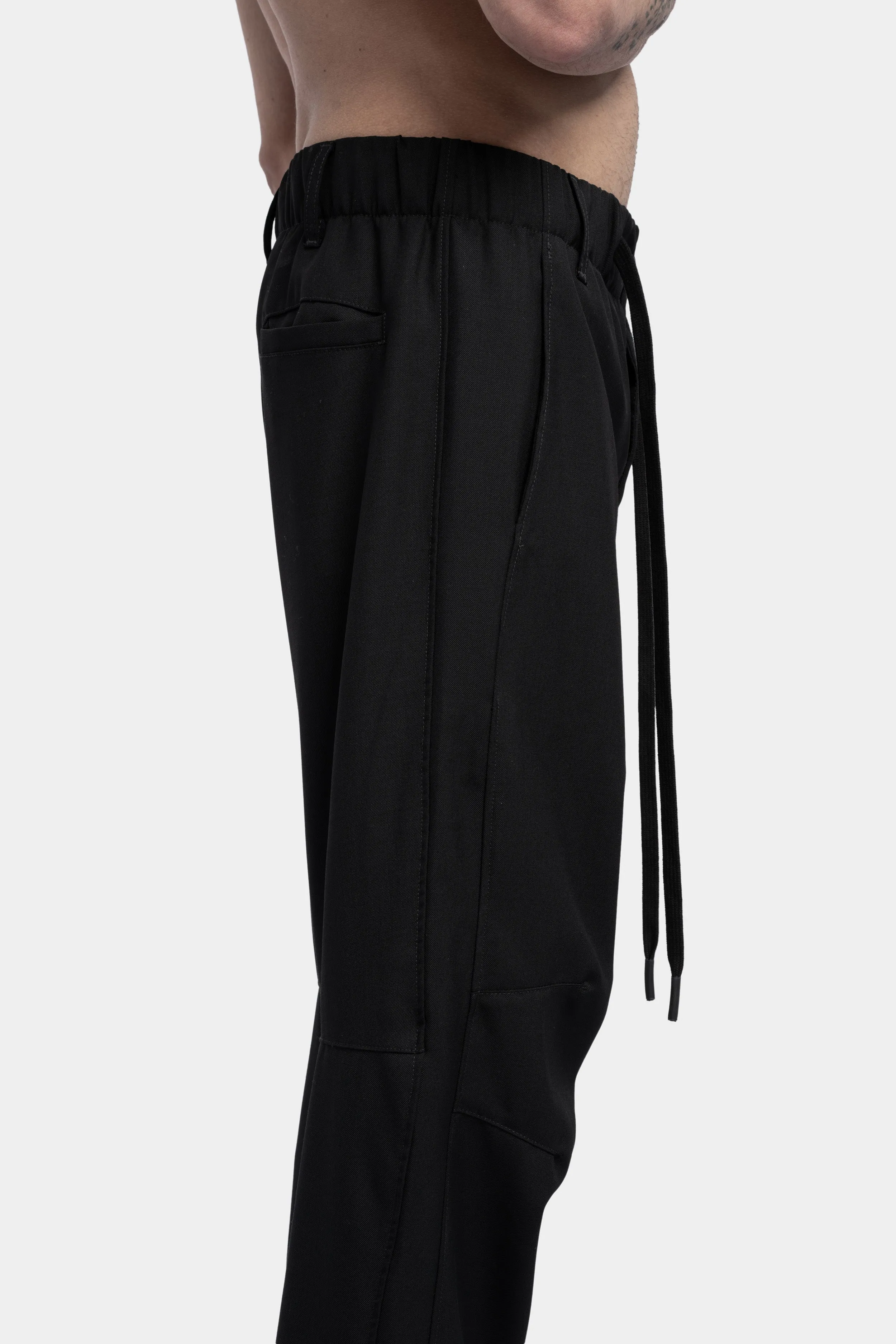 Cropped wool drawstring pants